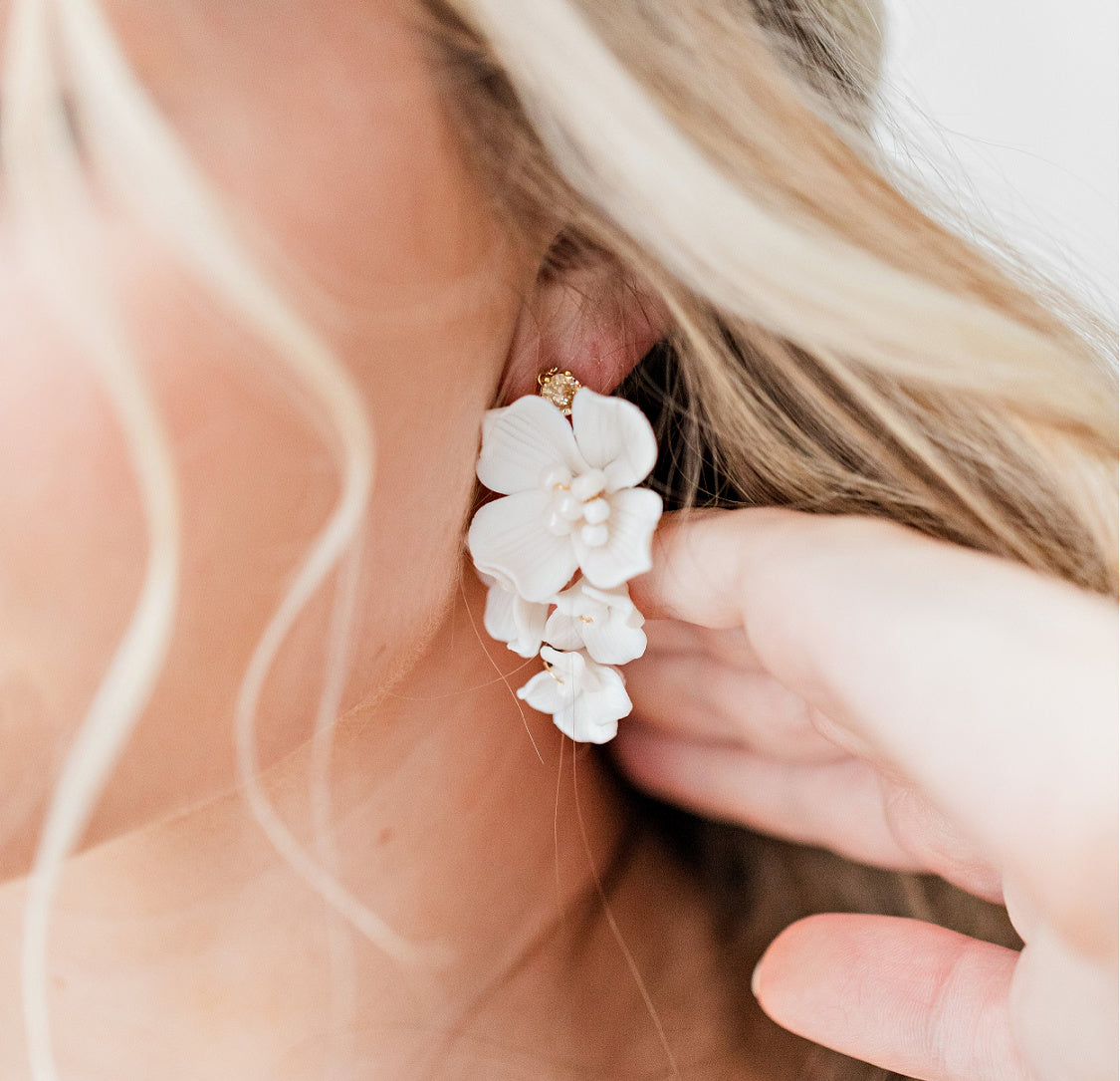 bridal flower earrings