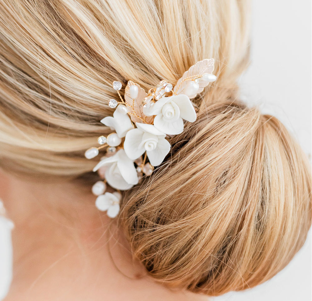 pearl wedding hair comb