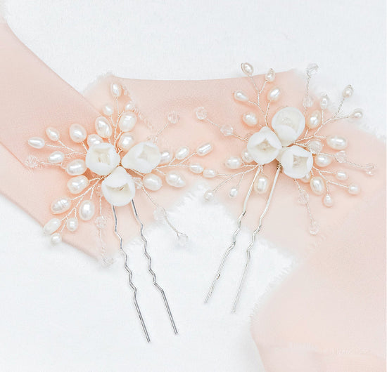 Load image into Gallery viewer, pearl bridal hair pins
