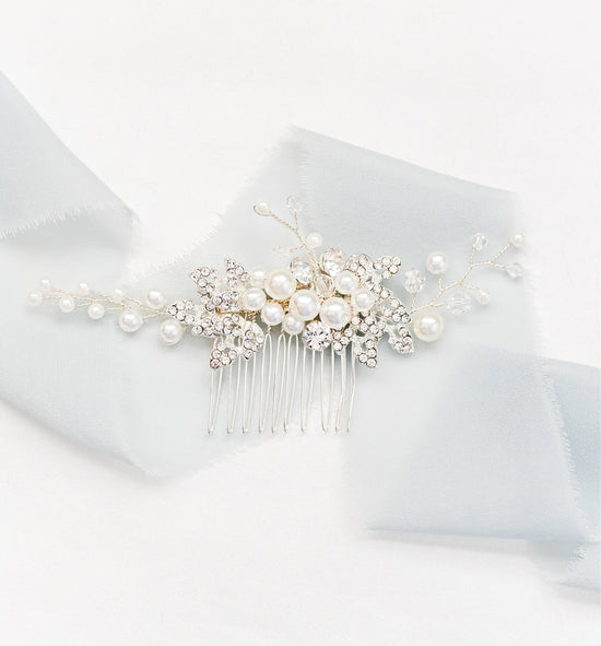 Load image into Gallery viewer, silver bridal hair comb
