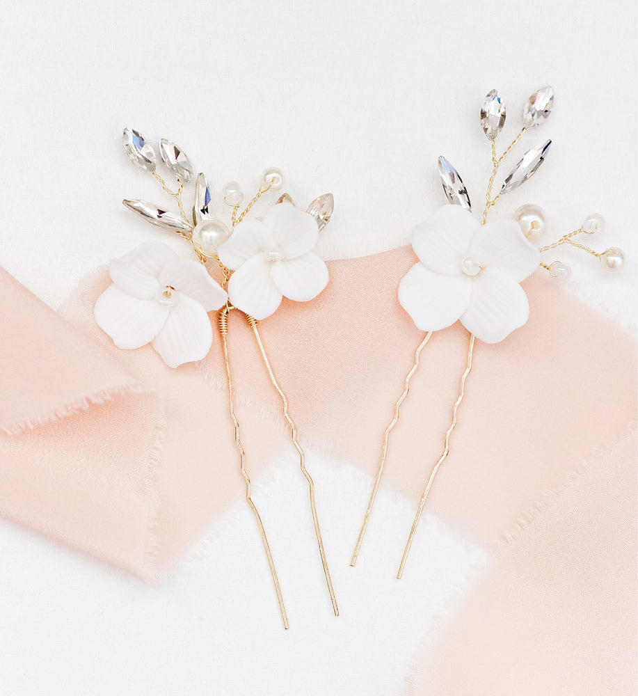 gold pearl bridal hair pins