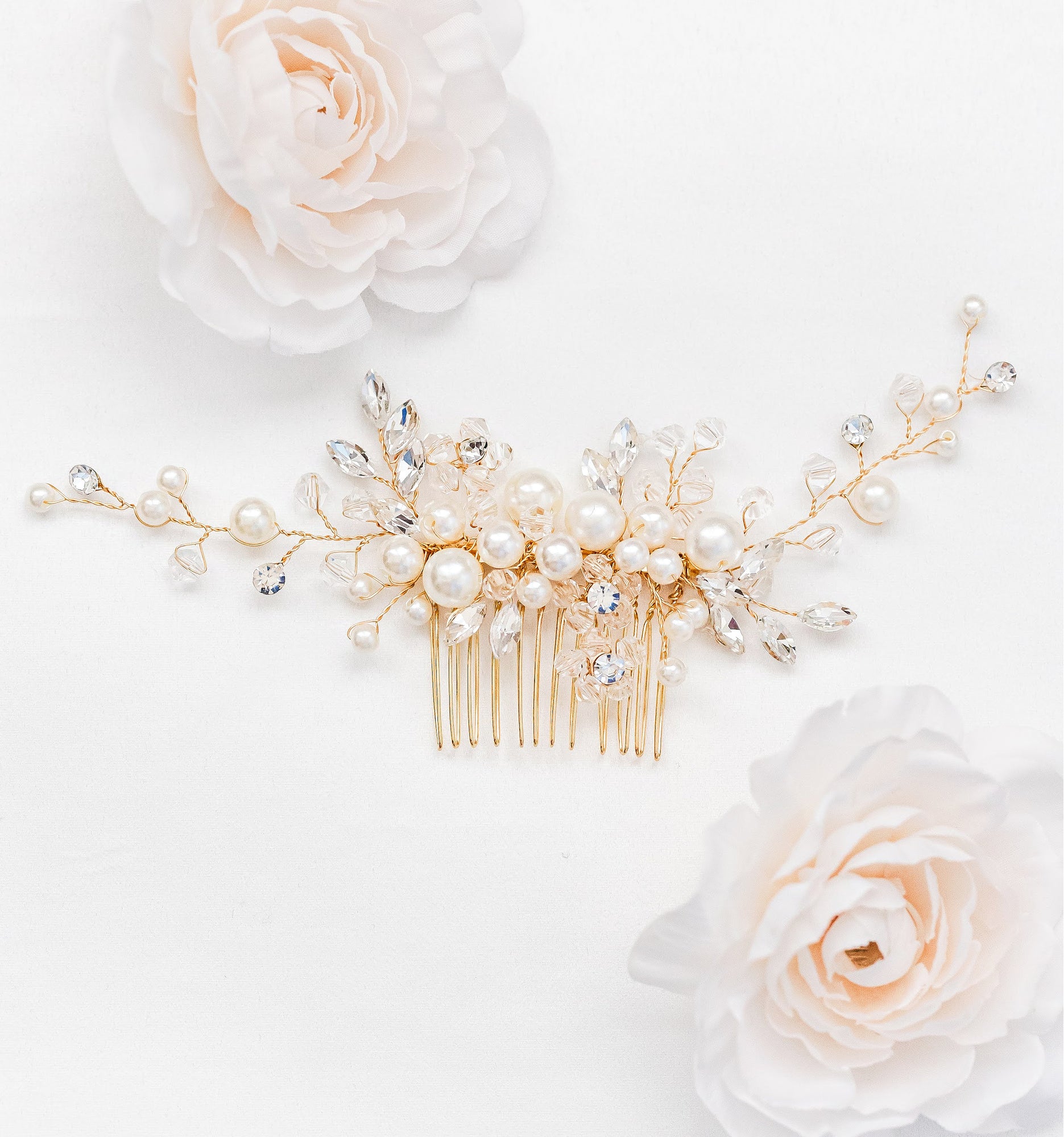 Handmade Floral Pearl Boho Wedding Crown Elegant Wedding Hair Comb For  Brides From Weddings_mall, $4.8