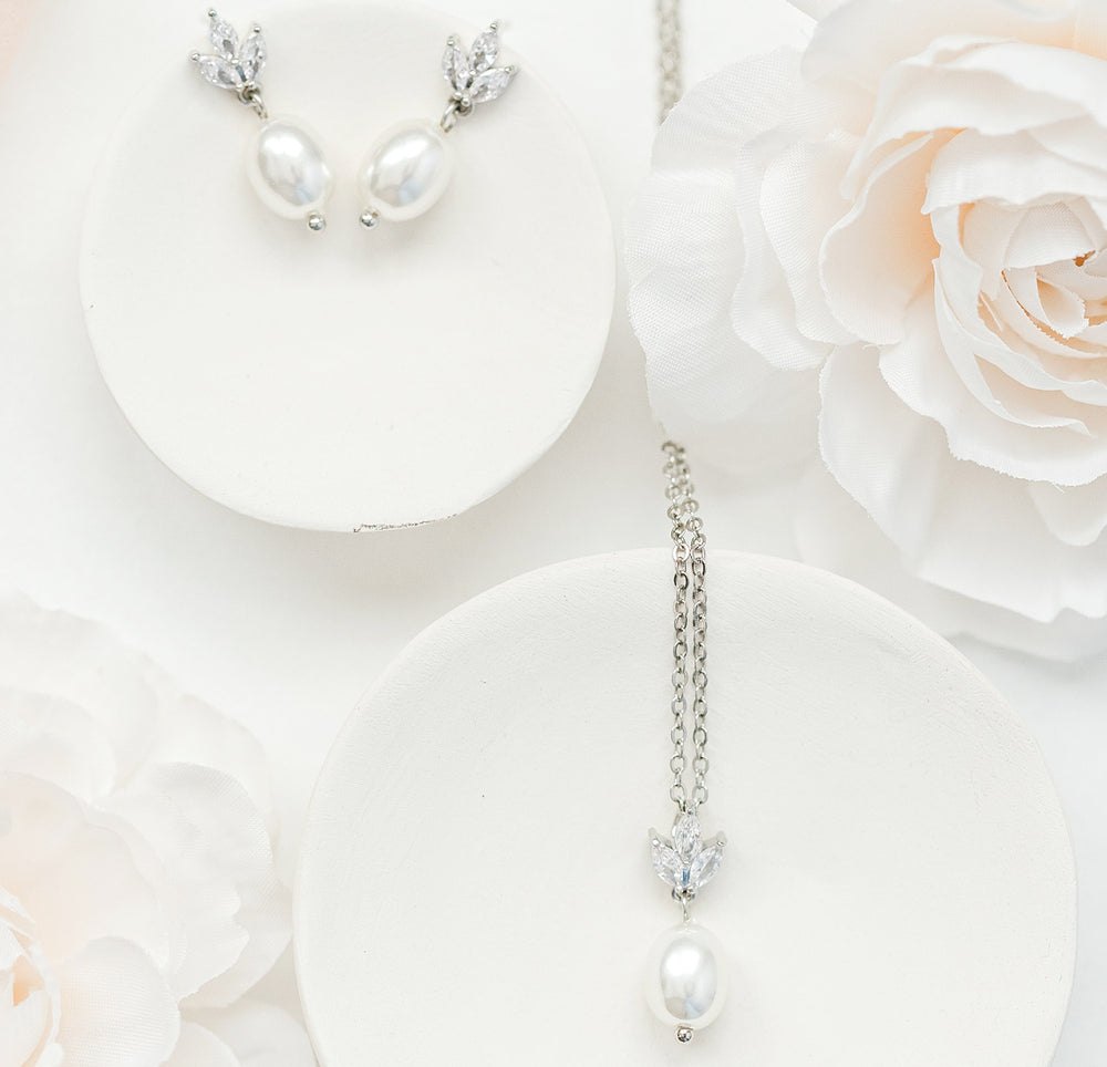silver bridesmaid jewelry set