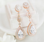 rose gold drop wedding earrings