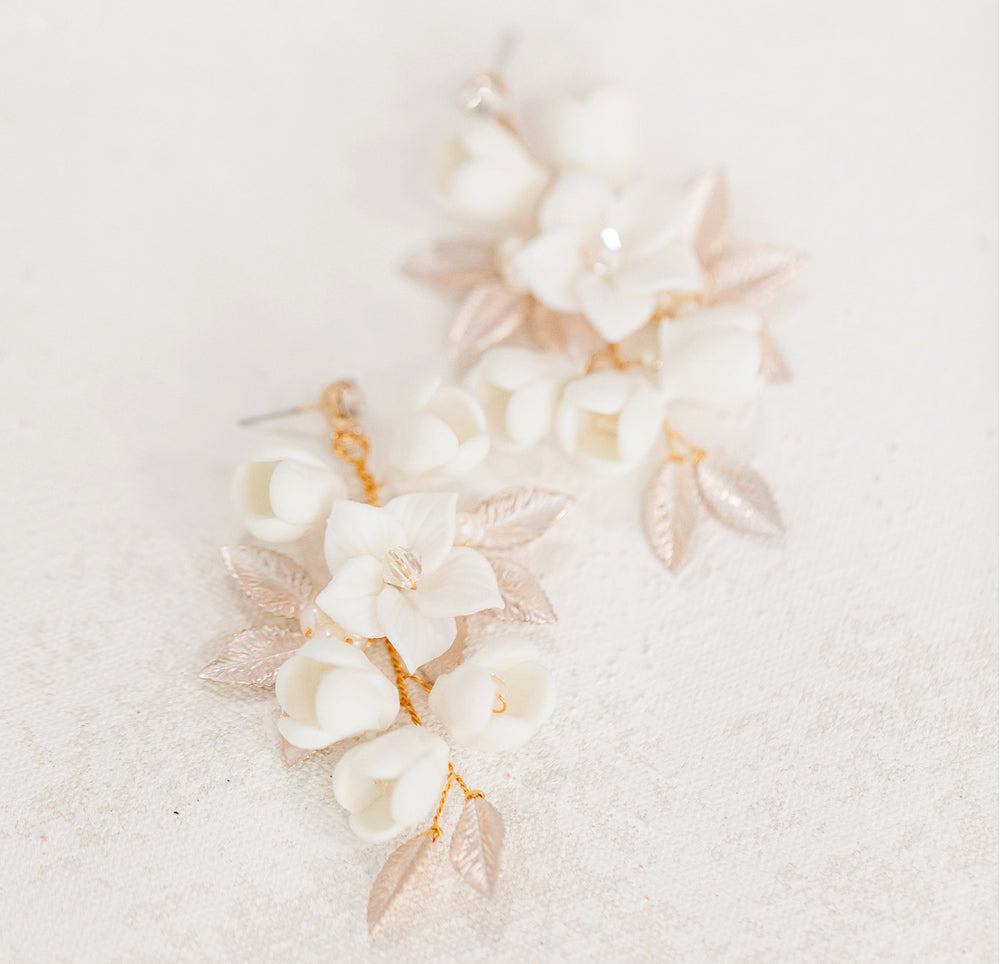 bridal flower earrings