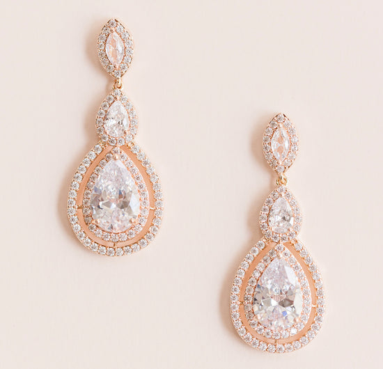 Load image into Gallery viewer, rose gold wedding earrings
