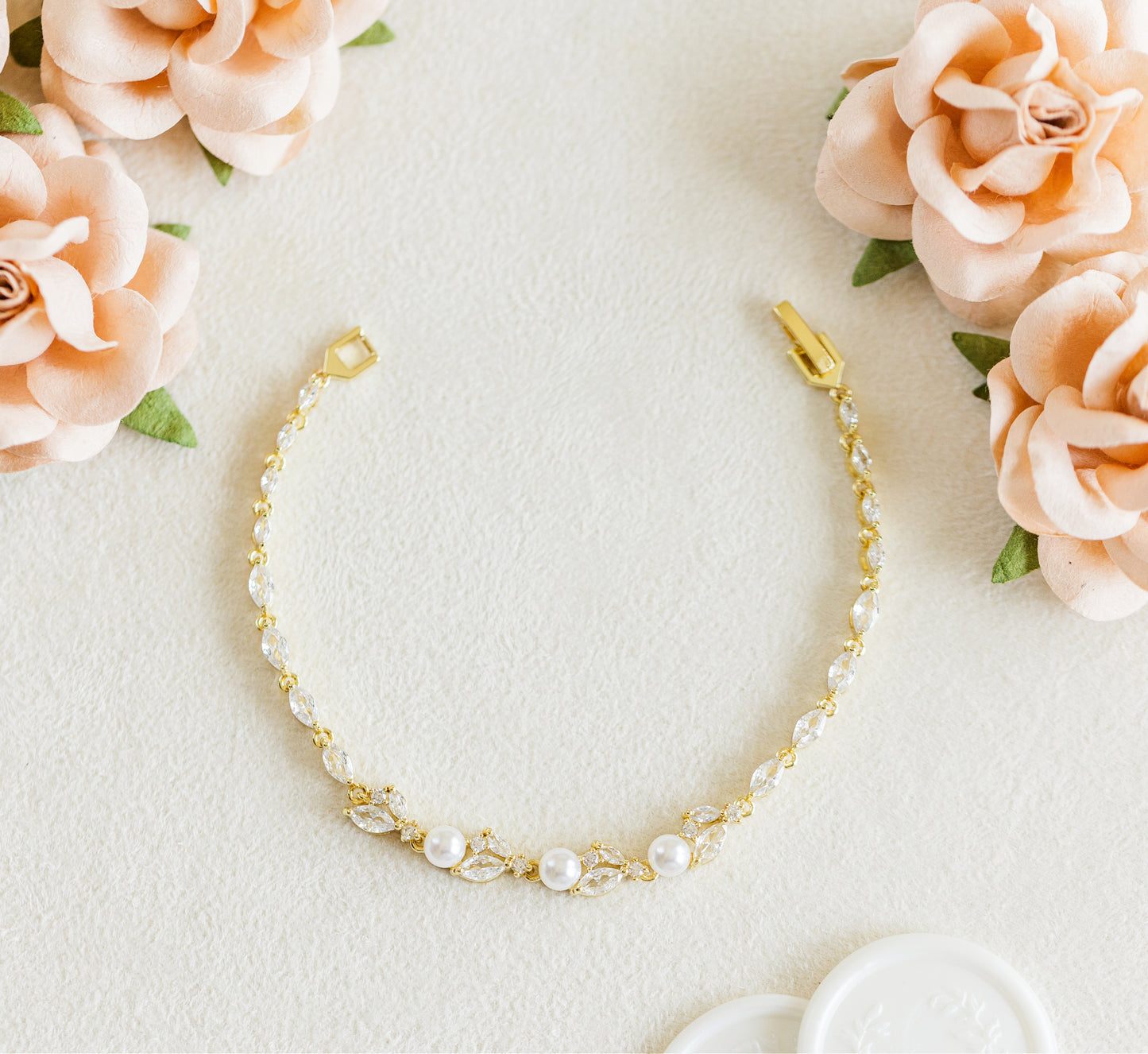 gold pearl wedding bracelet
