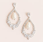 silver pearl bridal earrings
