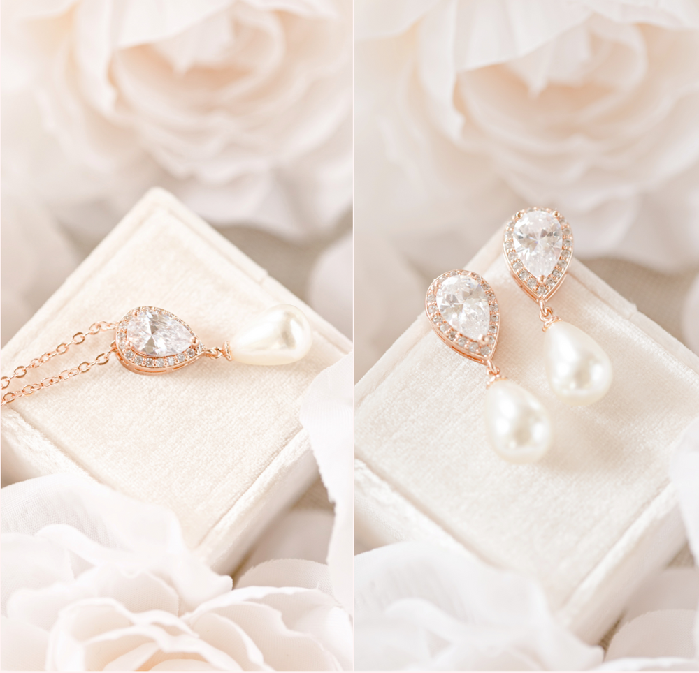 pearl wedding jewelry set