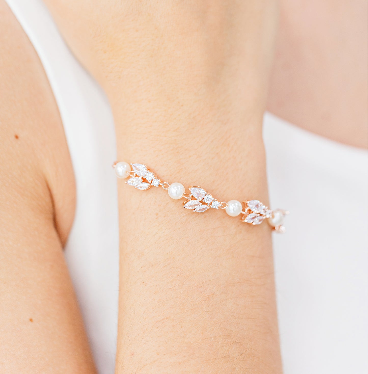 Women crystal zirconia tennis bracelet Chain Wedding silver Rose gold  Jewelry | eBay