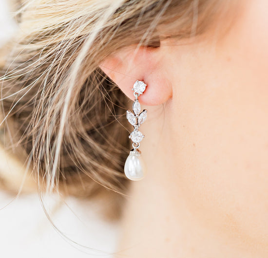 Buy Bridal Pearl Earrings, Rose Gold Earrings, Crystal Pearl Earrings, Wedding  Pearl Earrings Dangle Pearl Drop Earring Swarovski Teadrop Pearls Online in  India - Etsy