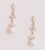 rose gold pearl bridal earrings