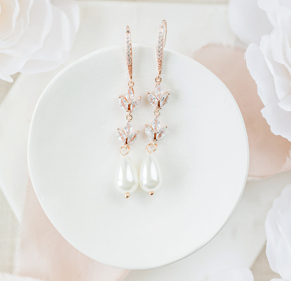 Cara Pearl Wedding Earrings