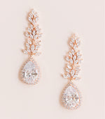 rose gold drop wedding earrings