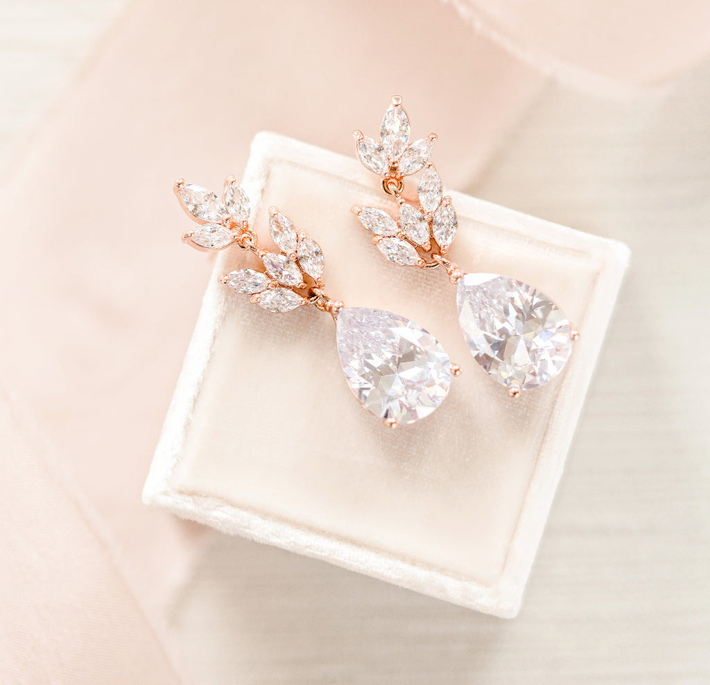 Rose gold clearance wedding earrings