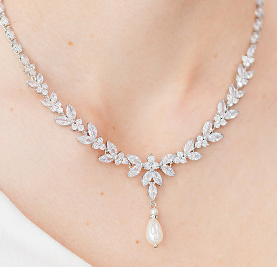 Bridal Jewelry Simulated Diamond Necklace TAYLOR | EDEN LUXE Bridal