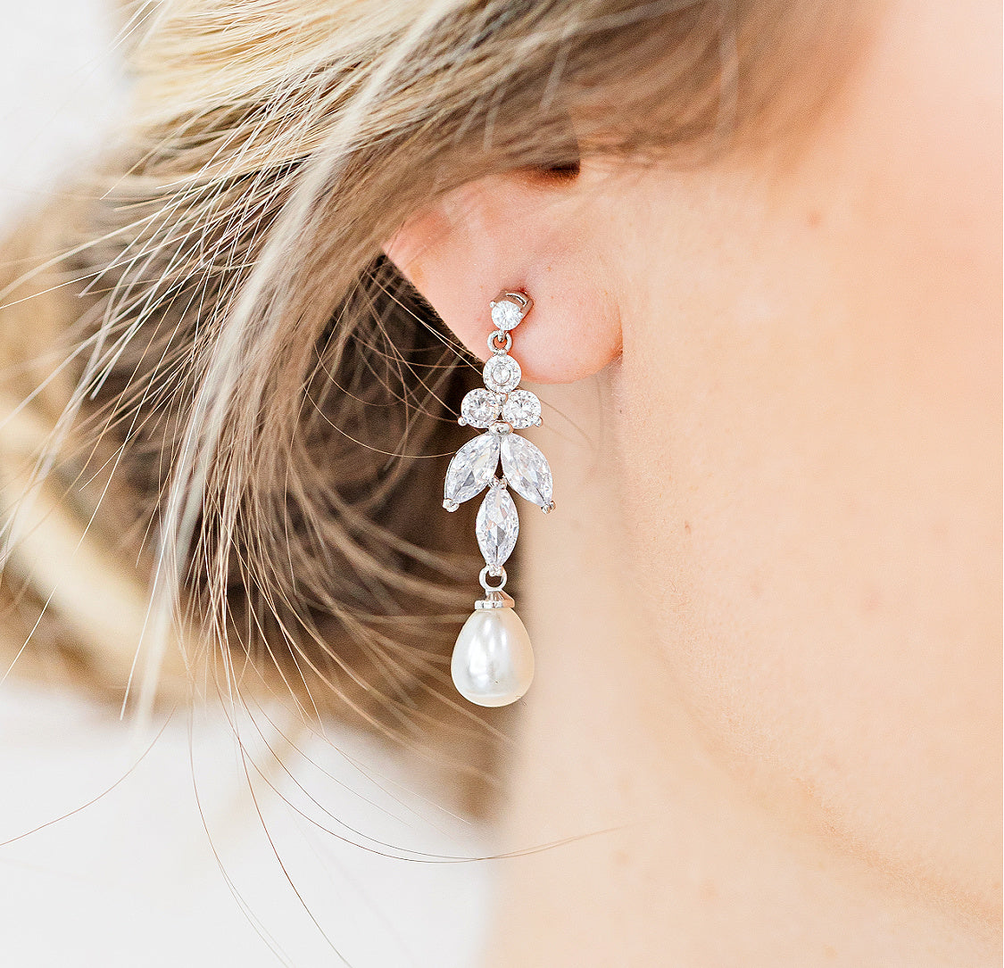 Women Gold Plated Long Pearl Chain Stud Drop Dangle Earrings for Wedding  Jewelry | eBay