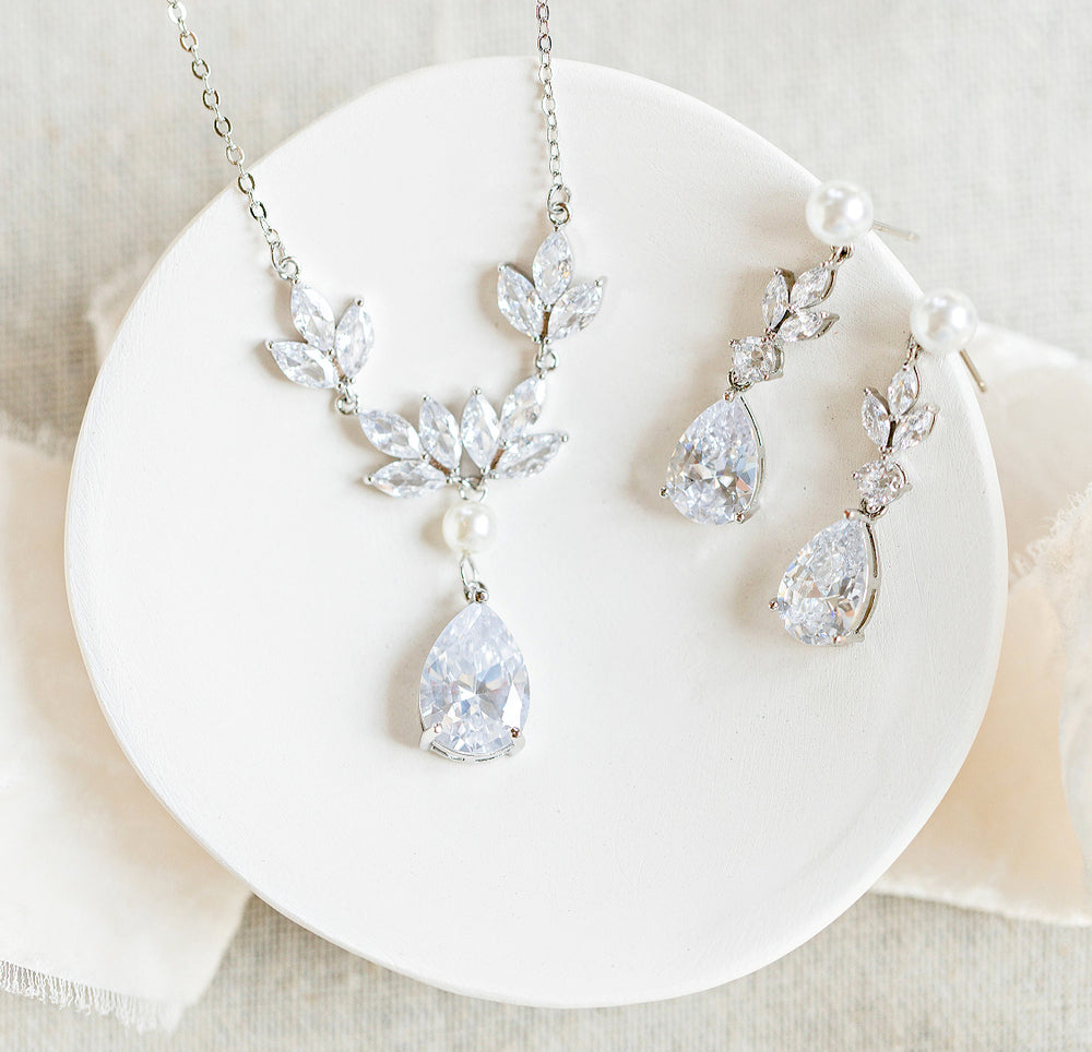 silver wedding jewelry set
