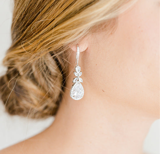LOVELY Art Deco Sparkling Drop Earrings, Screw Back Earrings, - Ruby Lane