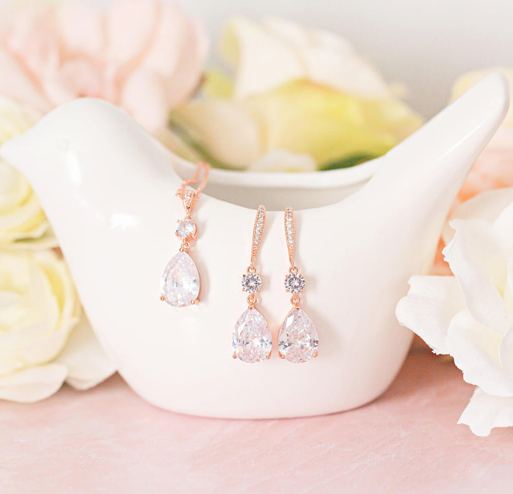 rose gold wedding jewelry set