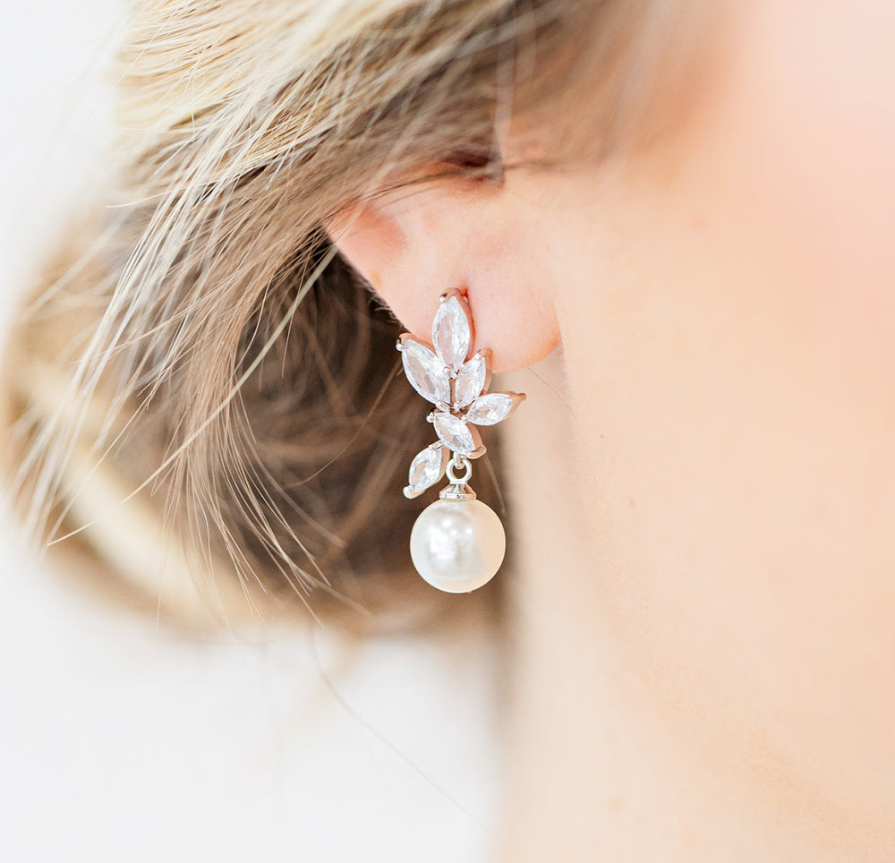 Mischa Pearl Bridesmaid Earrings - Wink of Pink Shop